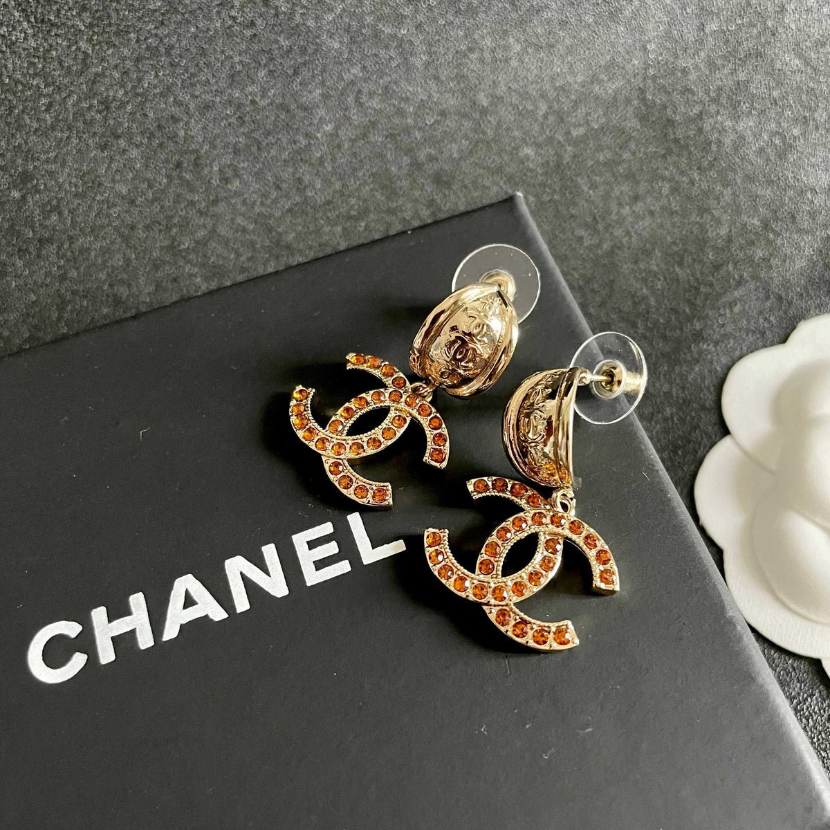 Chanel Interlocking C Crystal Accent Earrings - album image 9