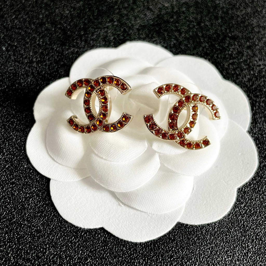 Chanel Interlocking C Crystal Accent Stud Earrings - album image 8