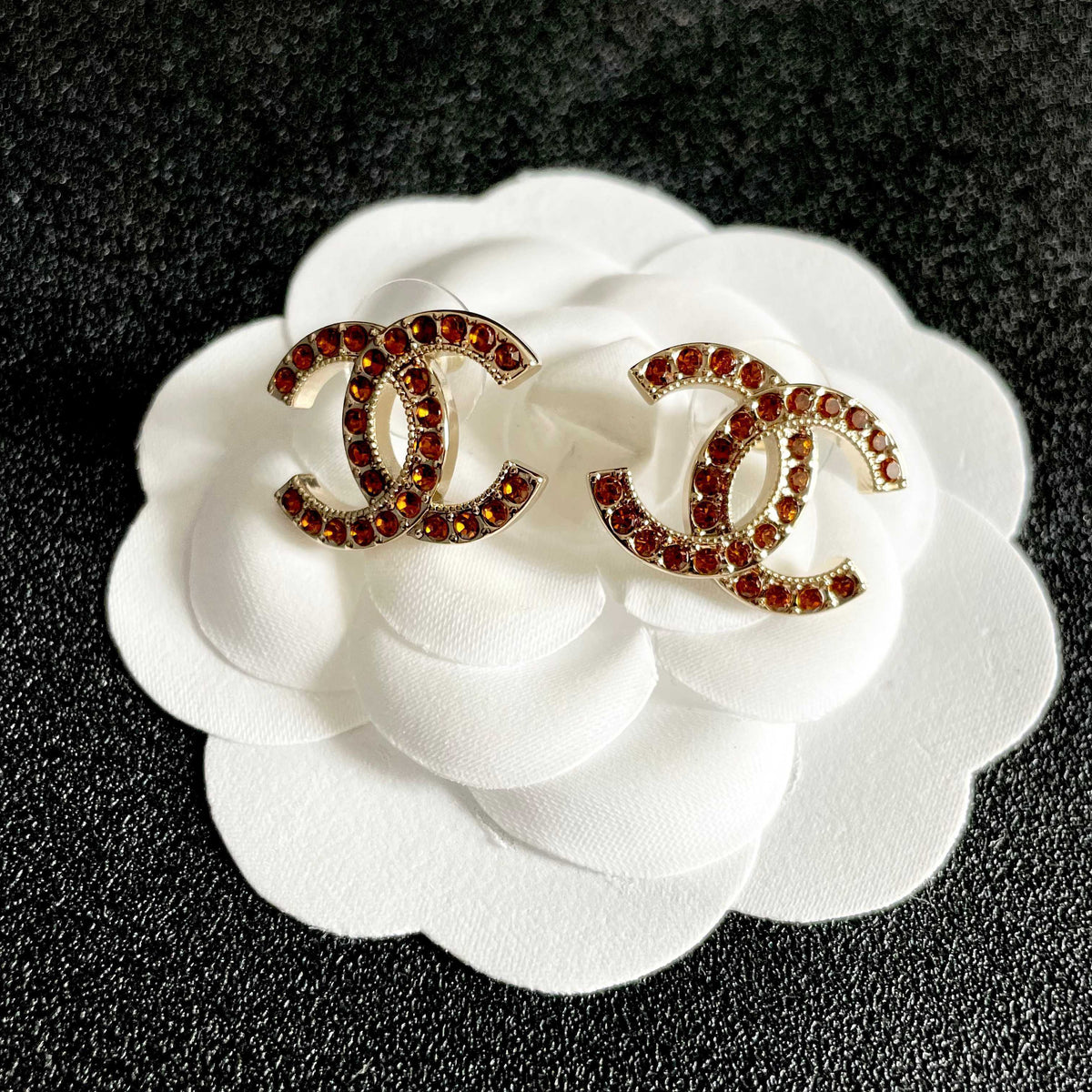 Chanel Interlocking C Crystal Accent Stud Earrings - album image 8