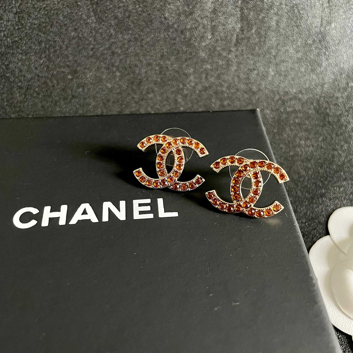 Chanel Interlocking C Crystal Accent Stud Earrings - album image 9