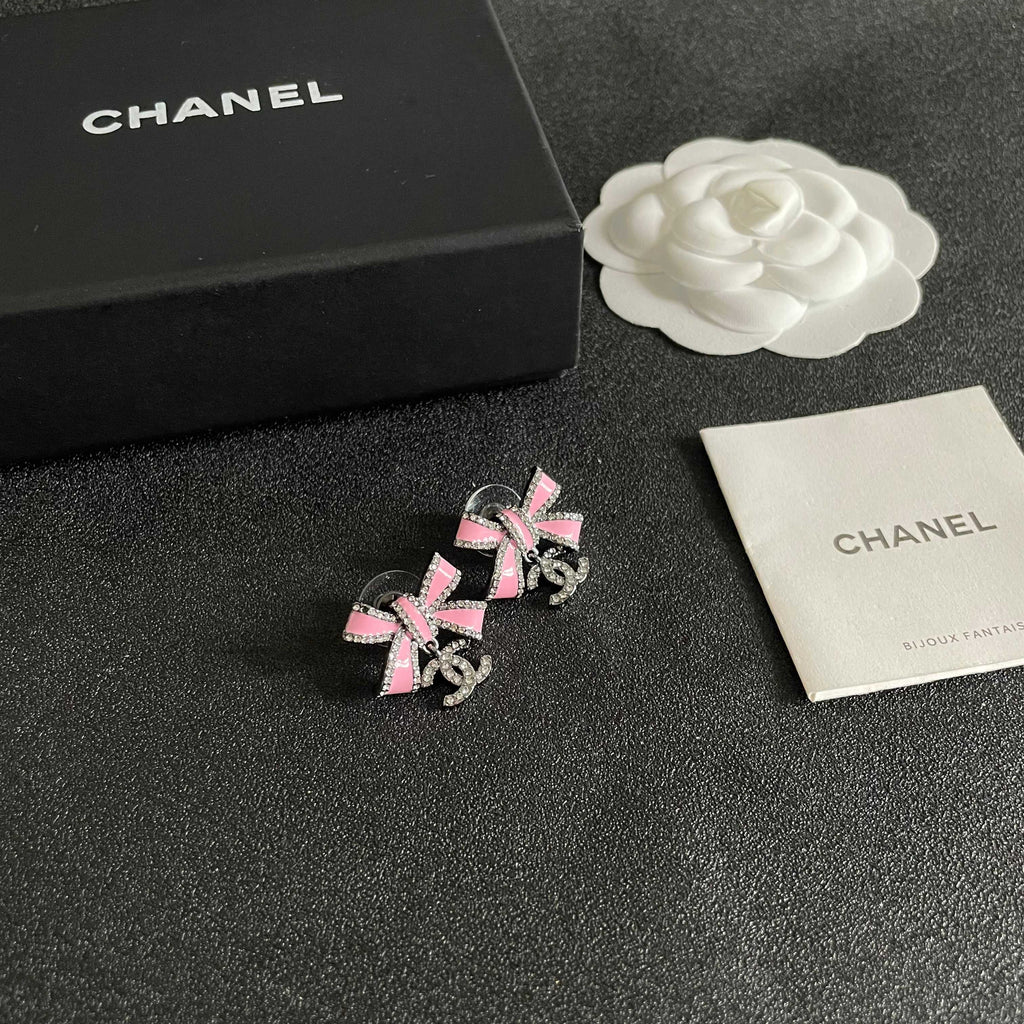 Chanel Interlocking C Bow Butterfly Crystal Accent Earrings - album image 6