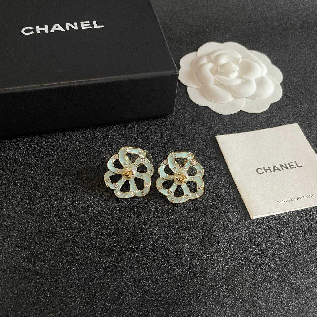 Chanel Interlocking C Camellia Openwork Stud Earrings - album image 6