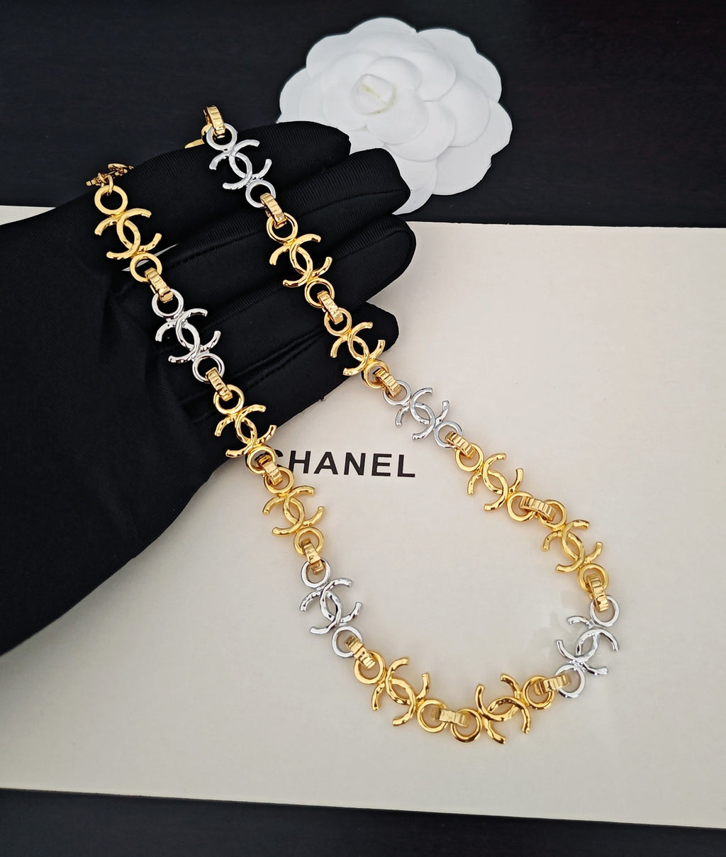 Chanel Gold-Tone Crystal Station Necklace - album image 3