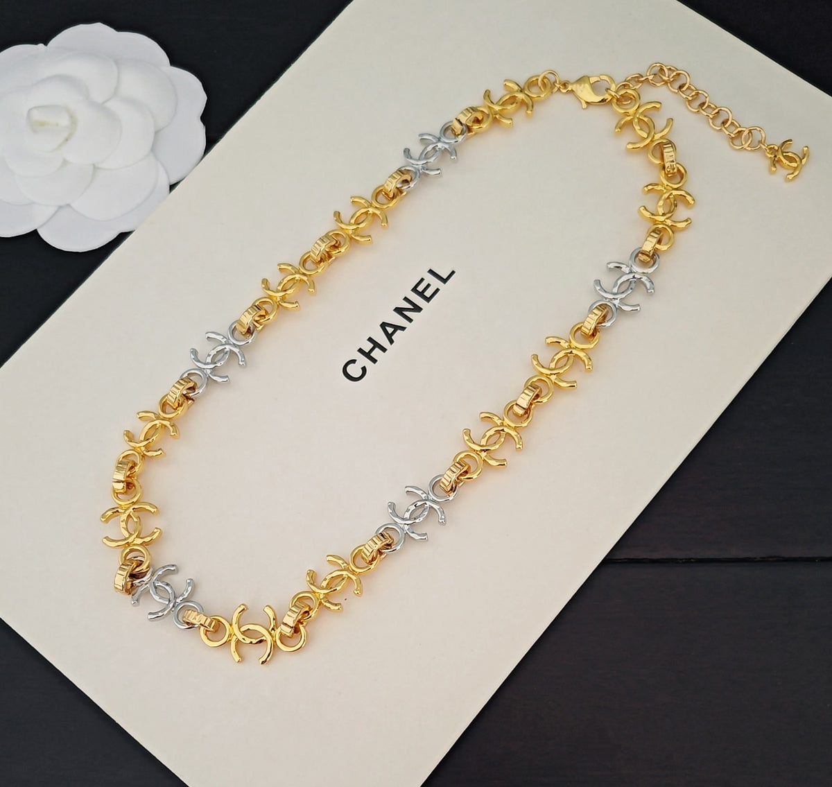 Chanel Gold-Tone Crystal Station Necklace - album image 5