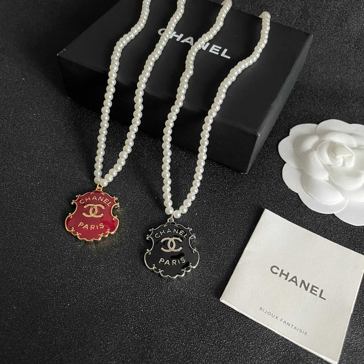 Chanel Interlocking C Pearl Letter Necklace - album image 5
