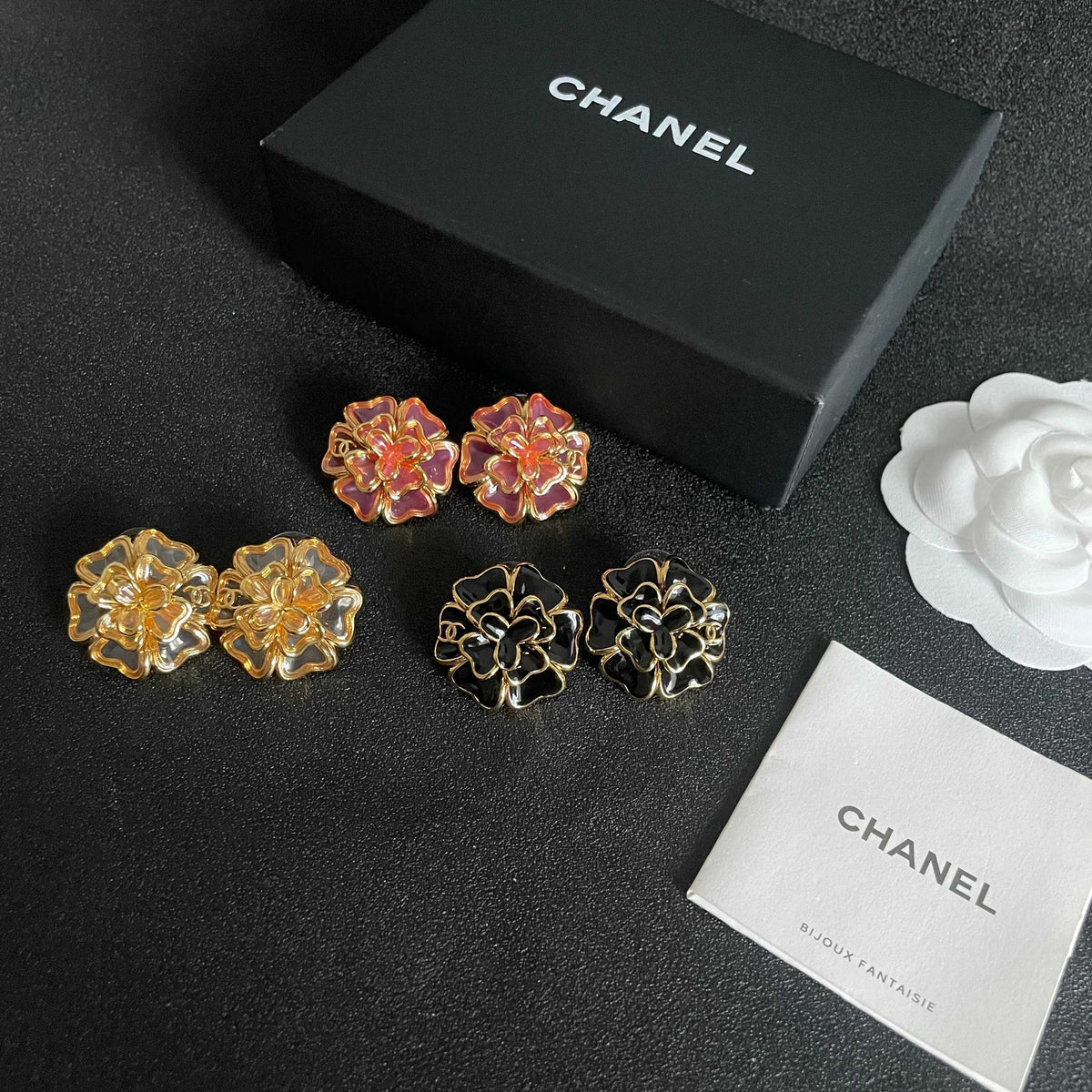 Chanel Interlocking C Camellia Stud Earrings - album image 10