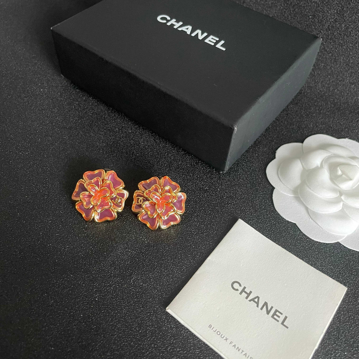 Chanel Interlocking C Camellia Stud Earrings - album image 5