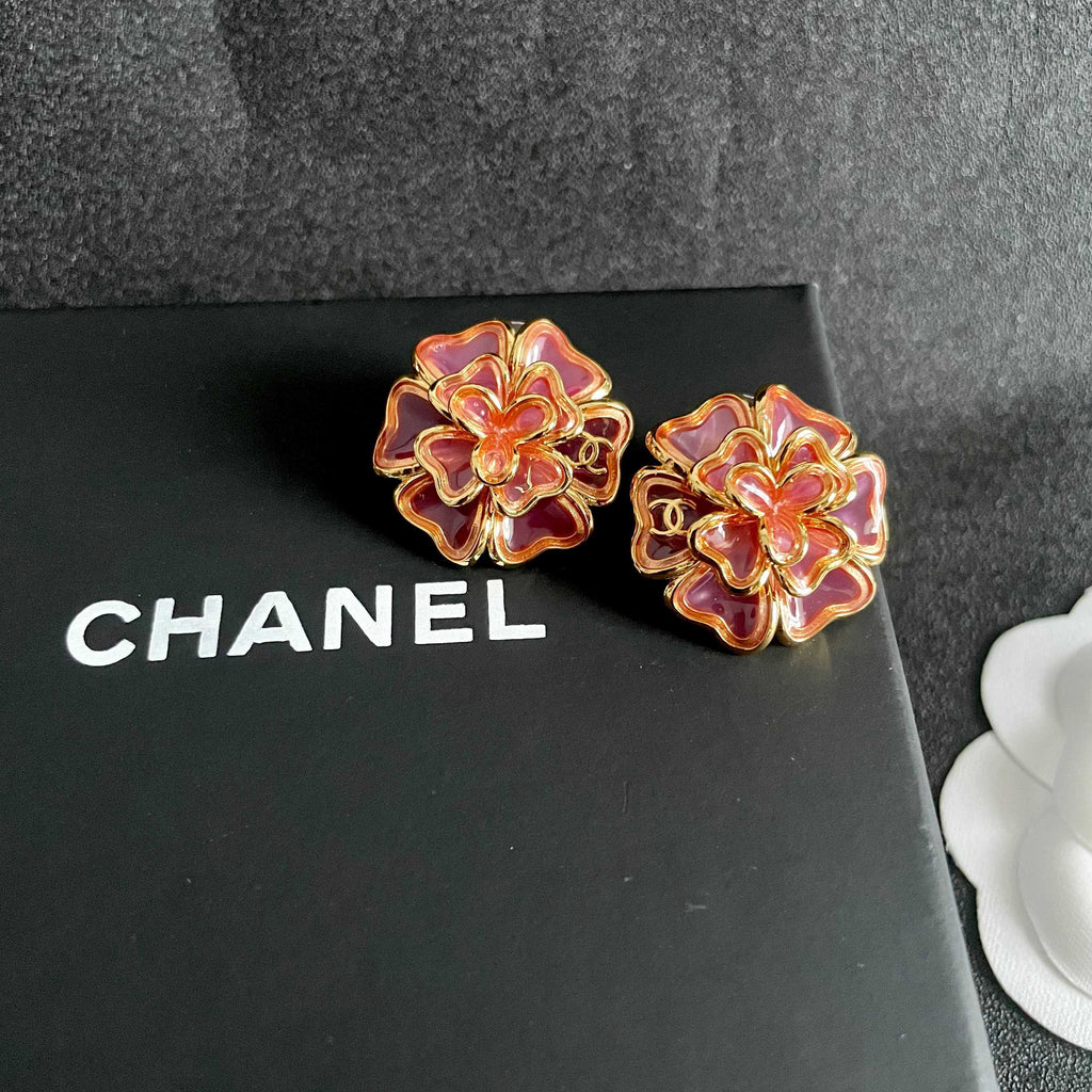 Chanel Interlocking C Camellia Stud Earrings - album image 9