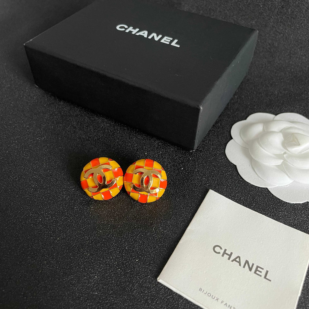 Chanel Interlocking C Checkered Stud Earrings - album image 5