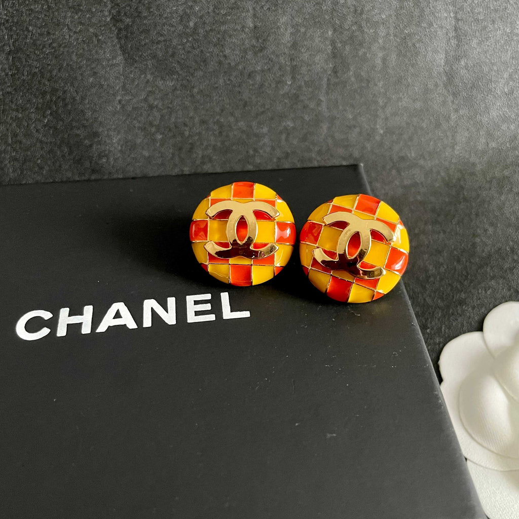 Chanel Interlocking C Checkered Stud Earrings - album image 9