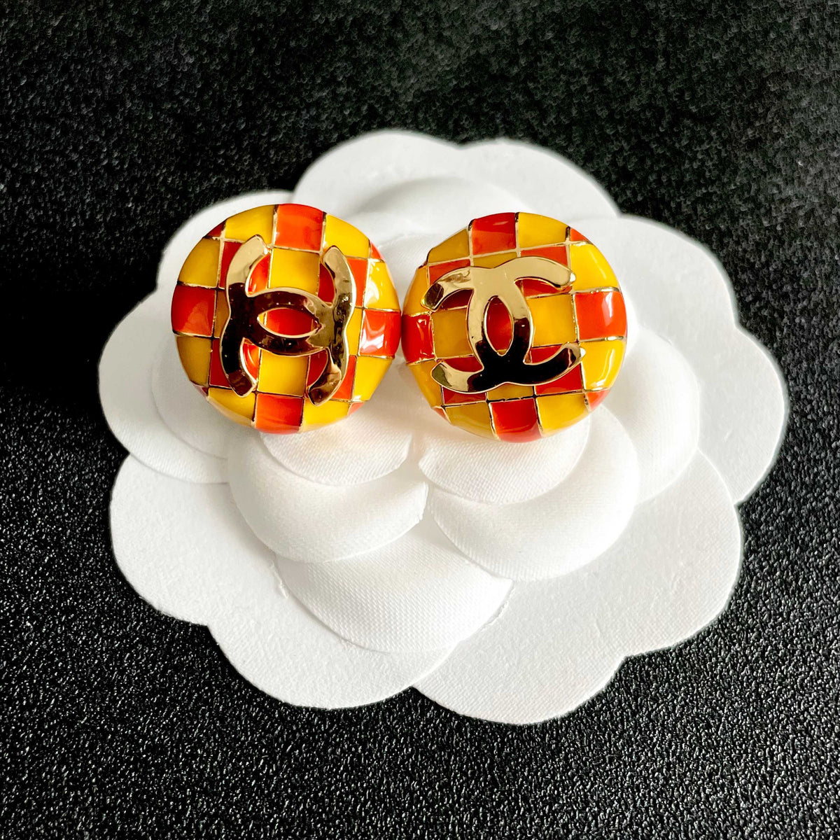 Chanel Interlocking C Checkered Stud Earrings - album image 8