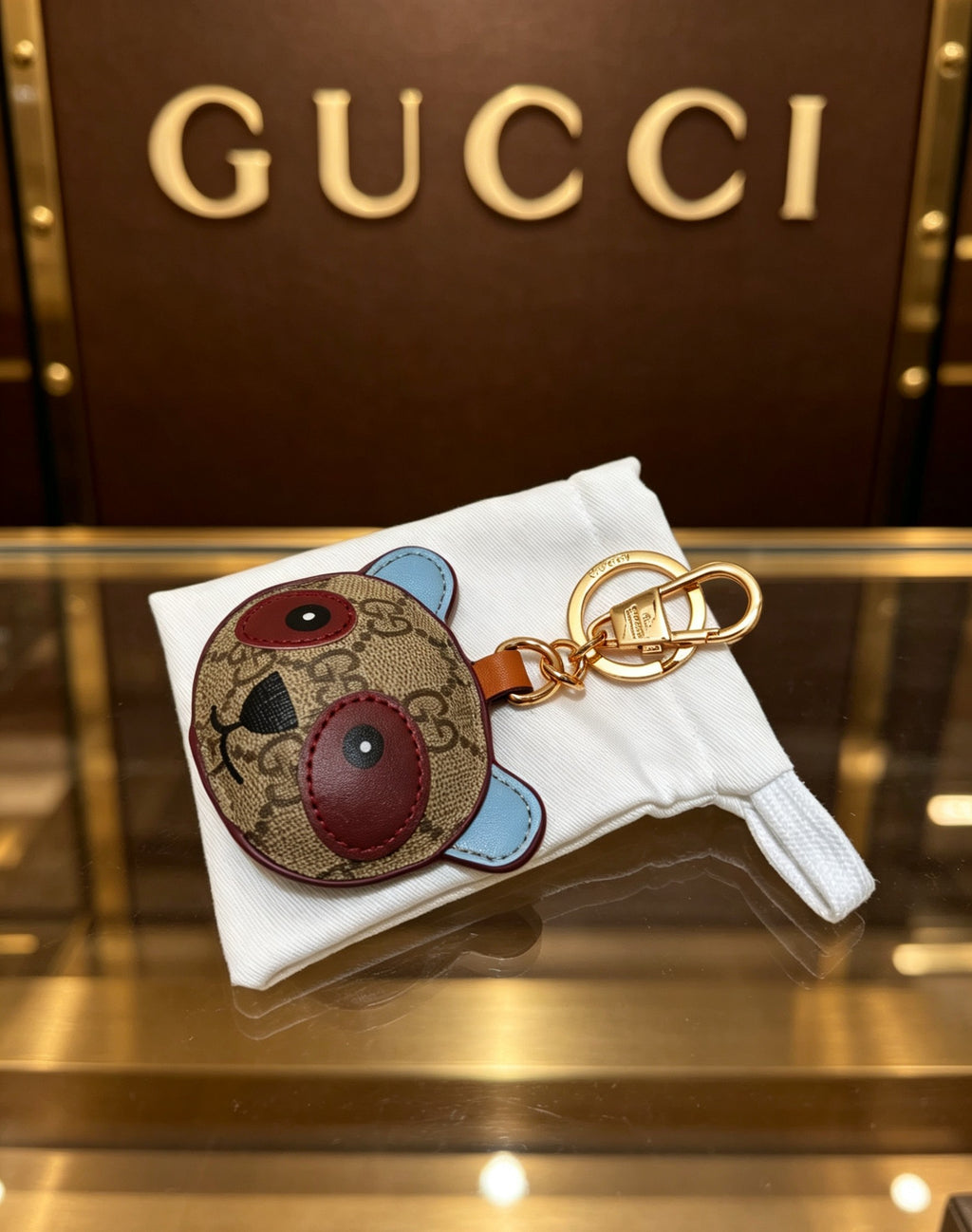 Gucci Interlocking G Blue Monogram Leather Panda Bag Charm - album image 4