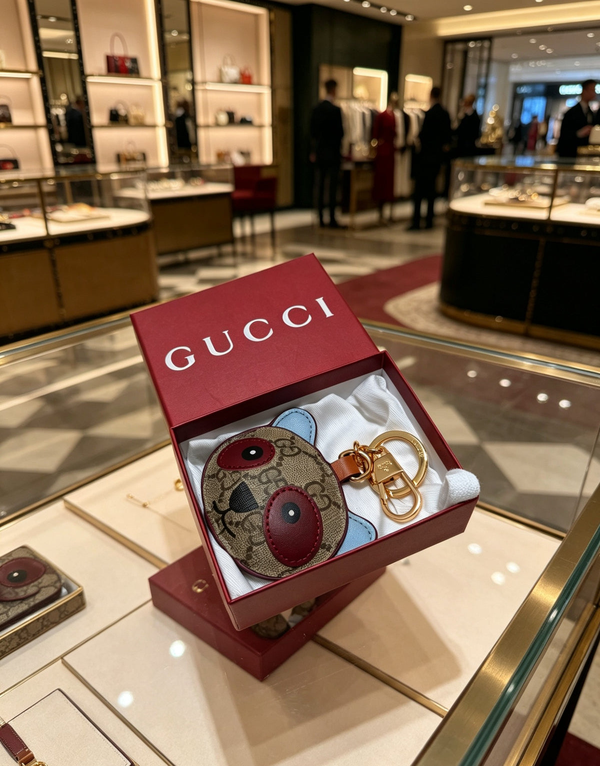 Gucci Interlocking G Blue Monogram Leather Panda Bag Charm - album image 2