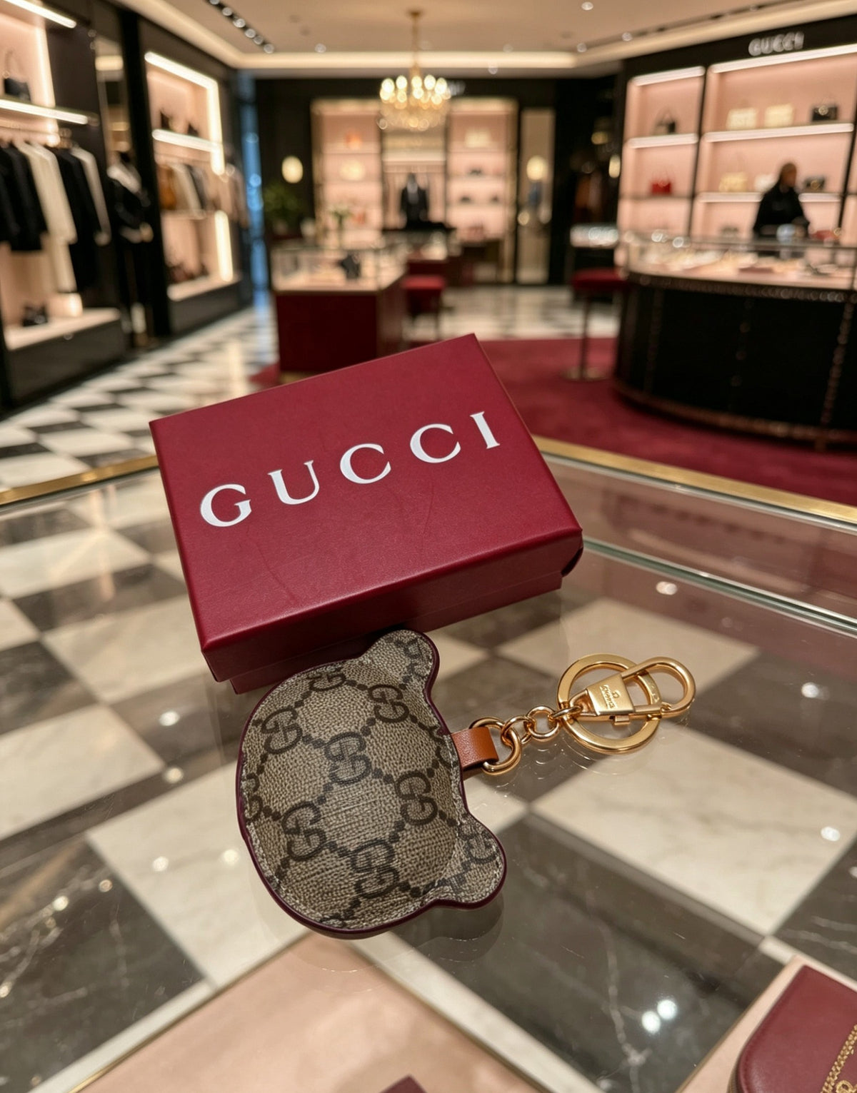 Gucci Interlocking G Blue Monogram Leather Panda Bag Charm - album image 5