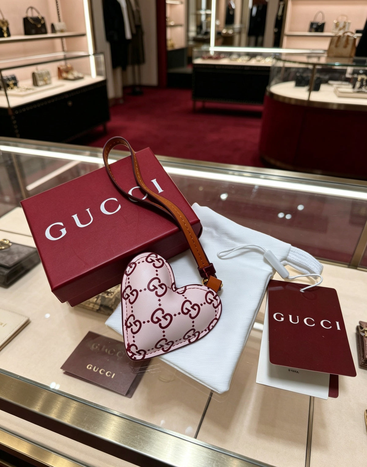 Gucci Interlocking G Heart Monogram Leather Bag Charm - album image 2