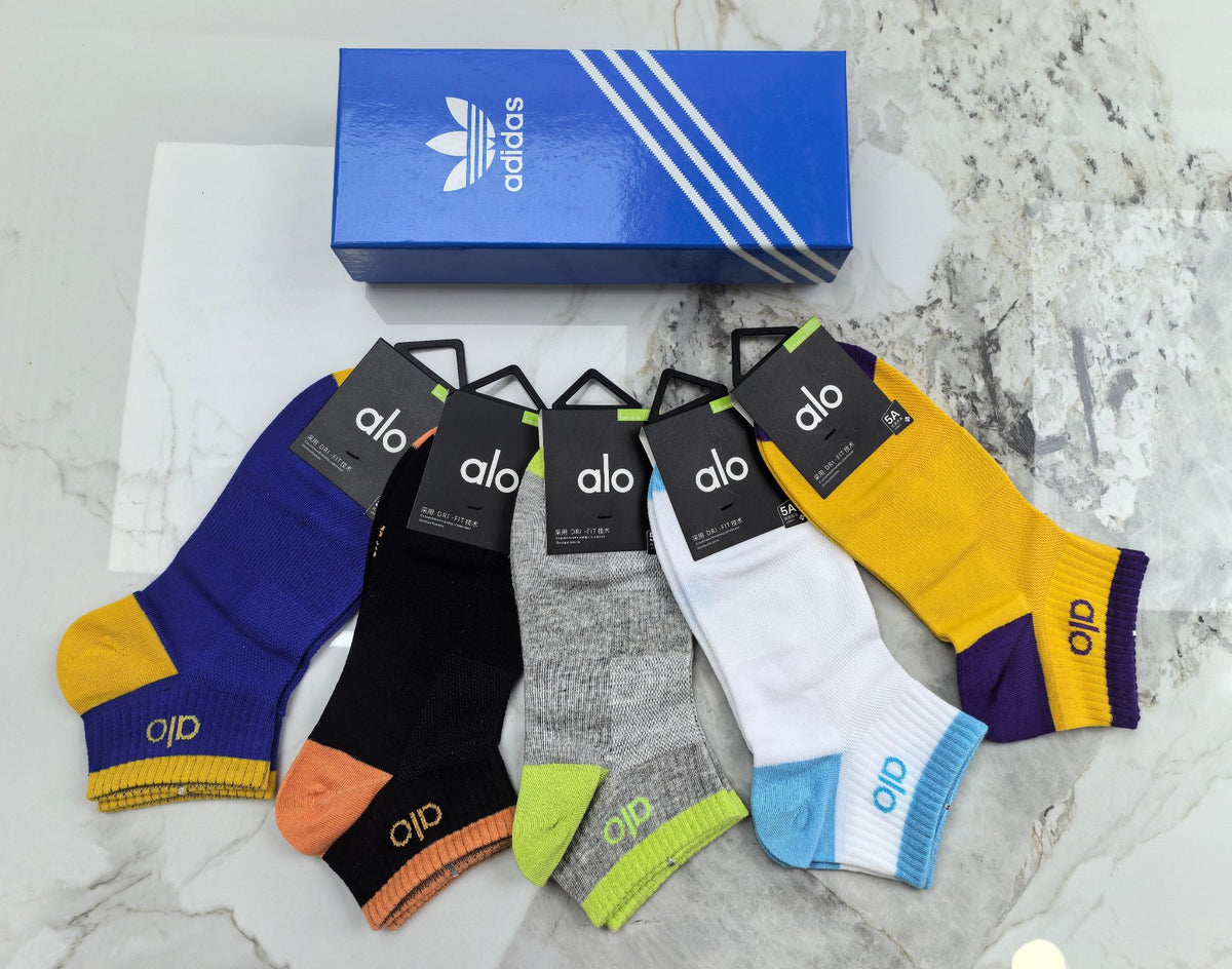 ALO Color Accent Socks with Contrasting Logos - 5-Pair Box - image 5