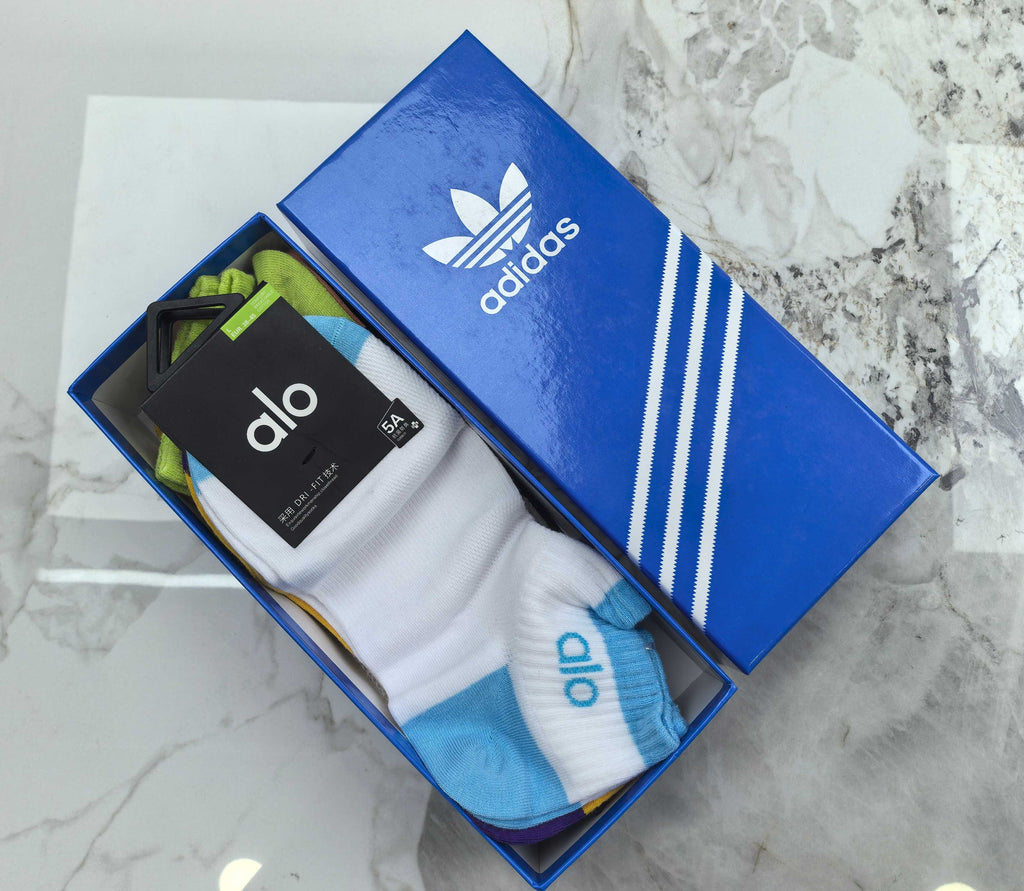 ALO Color Accent Socks with Contrasting Logos - 5-Pair Box - image 1