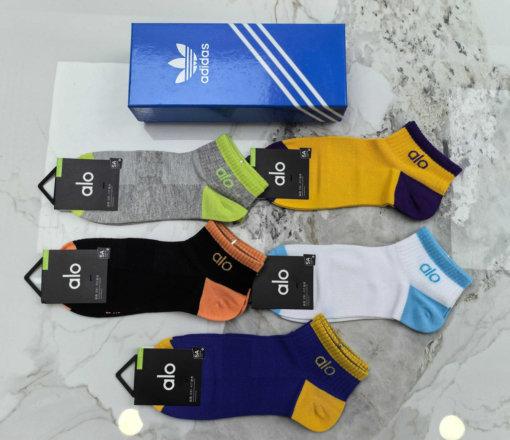 ALO Color Accent Socks with Contrasting Logos - 5-Pair Box - image 3
