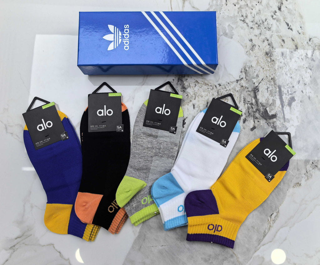 ALO Color Accent Socks with Contrasting Logos - 5-Pair Box - image 4