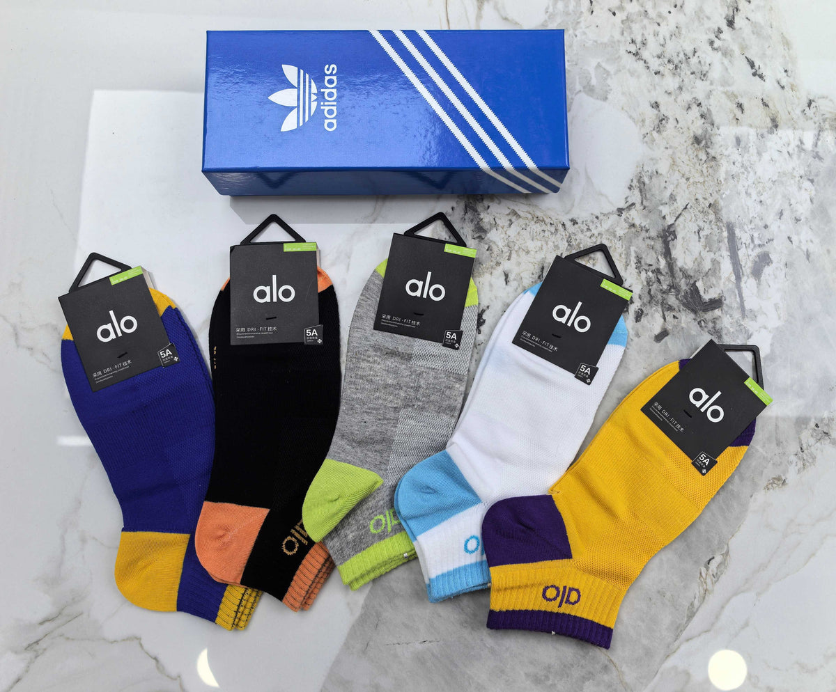 ALO Color Accent Socks with Contrasting Logos - 5-Pair Box - image 4