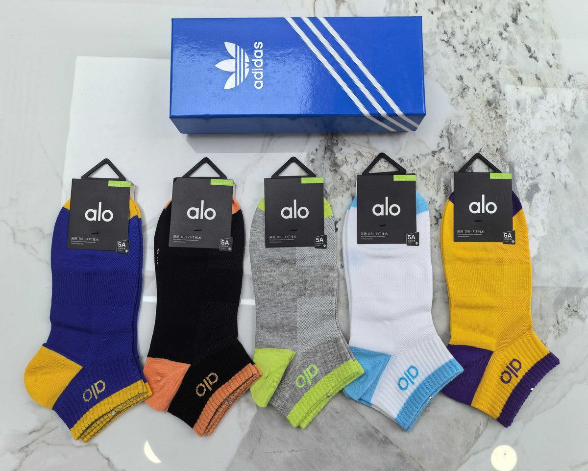 ALO Color Accent Socks with Contrasting Logos - 5-Pair Box - image 6