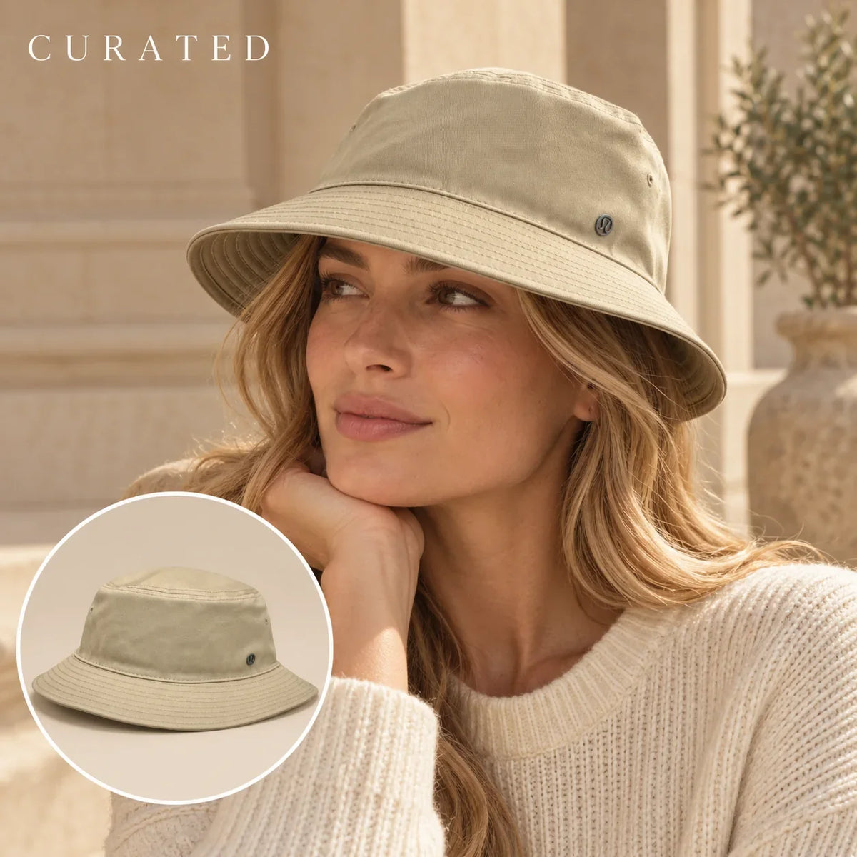 Independent Lululemon Baseball Cap worn by a Western model with product detail inset