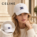 Celine Celine Baseball Cap worn by a Western model with product detail inset