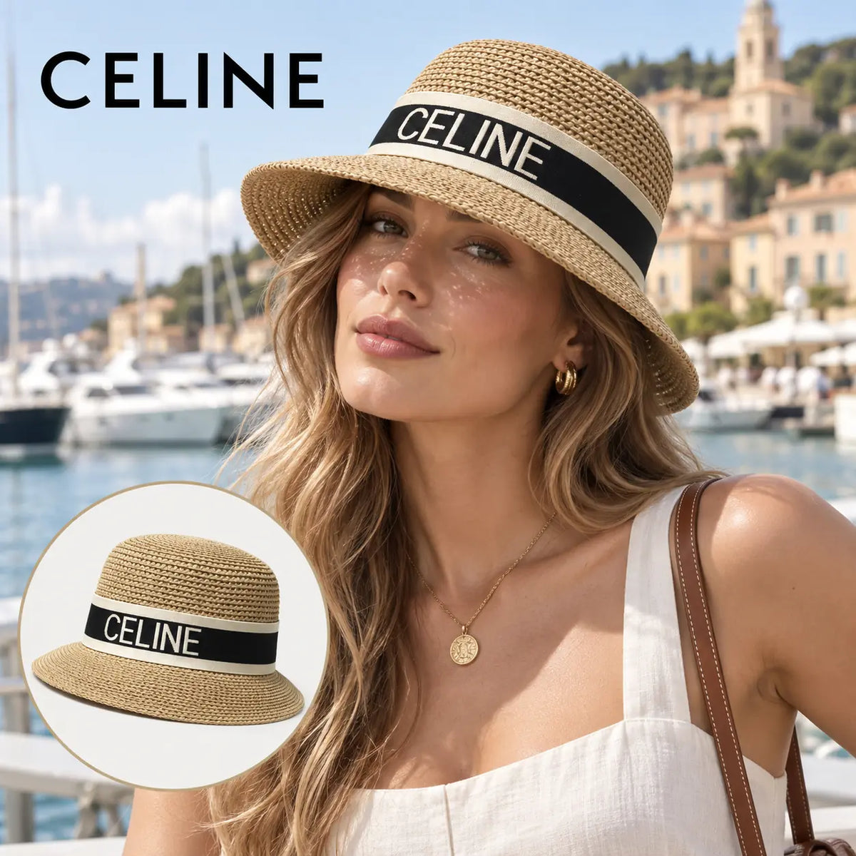 Celine Bucket Hat worn by a model