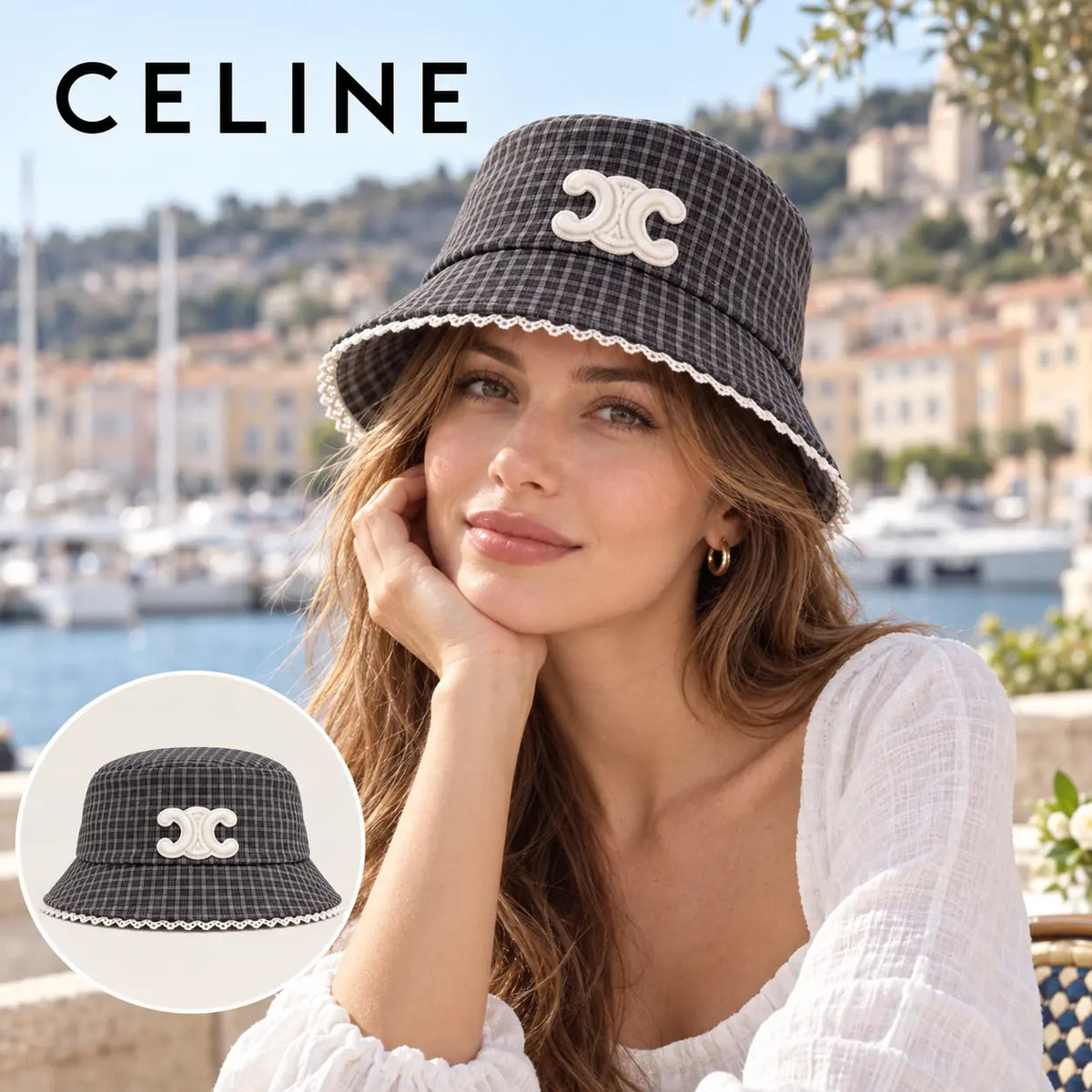 Celine Bucket Hat worn by a model
