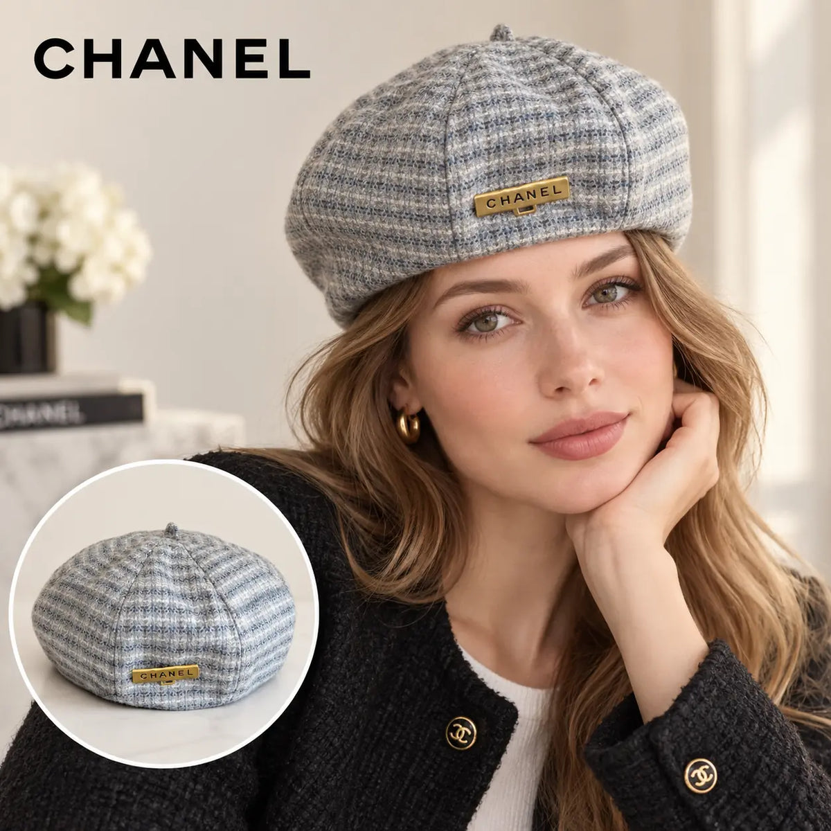 Chanel Beret worn by a model