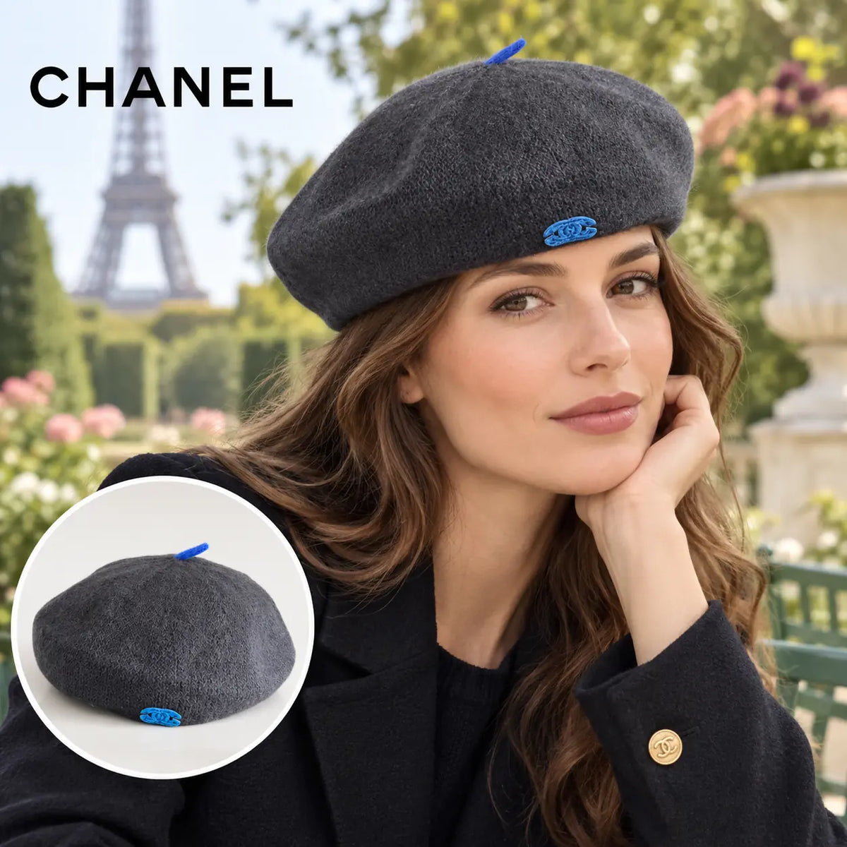 Chanel Beret worn by a model