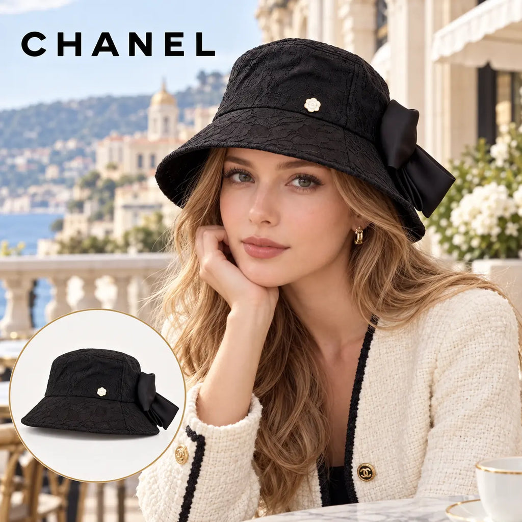 Chanel Bucket Hat worn by a model
