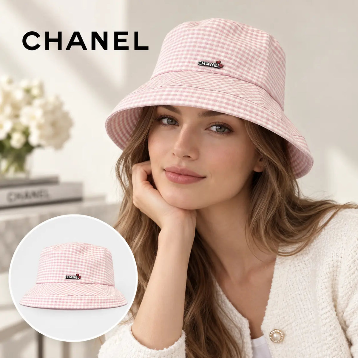 Chanel Bucket Hat worn by a model