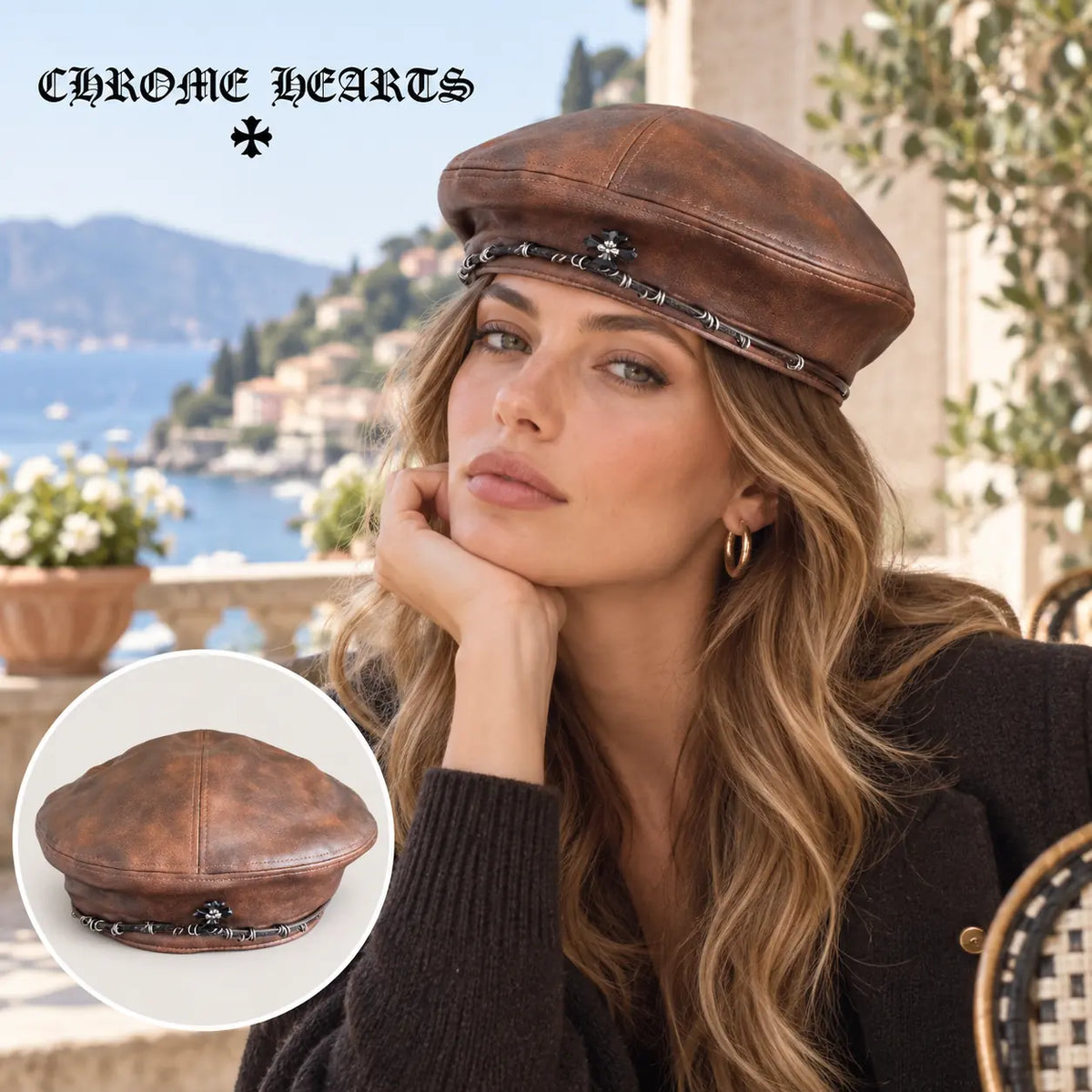 Chrome Hearts Beret worn by a model