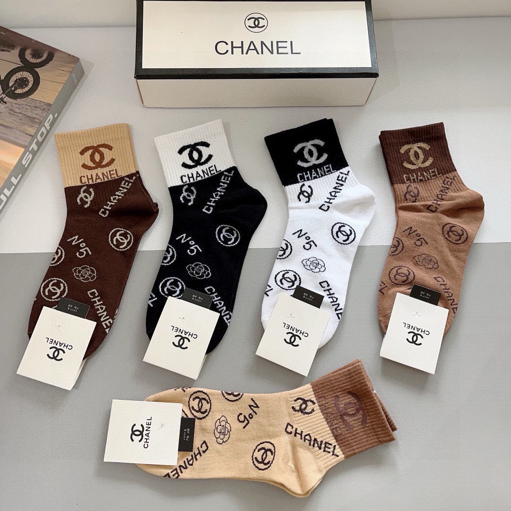 Chanel allover emblem assortment crew socks - view 6