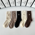 Chanel cable knit earth tone pattern crew socks - view 1