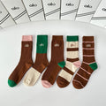 ALO Color Block Crew Socks with Contrast Details - 5-Pack - image 1