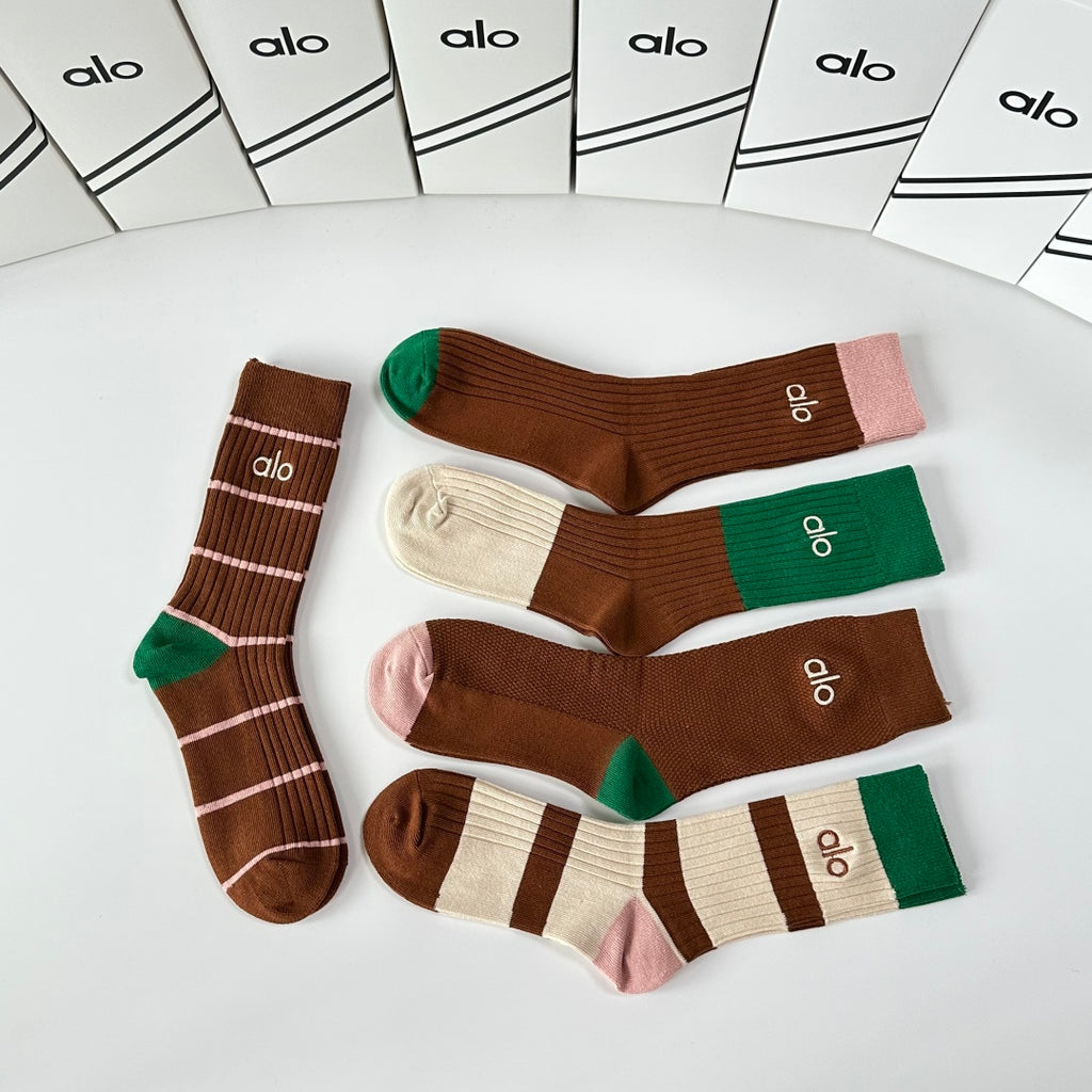 ALO Color Block Crew Socks with Contrast Details - 5-Pack - image 5