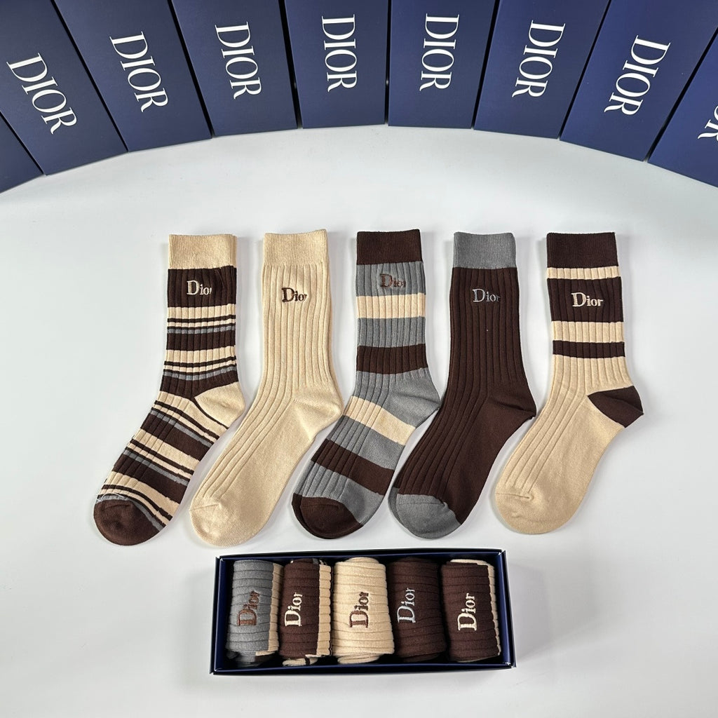 Dior ribbed stripe assortment crew socks - view 2