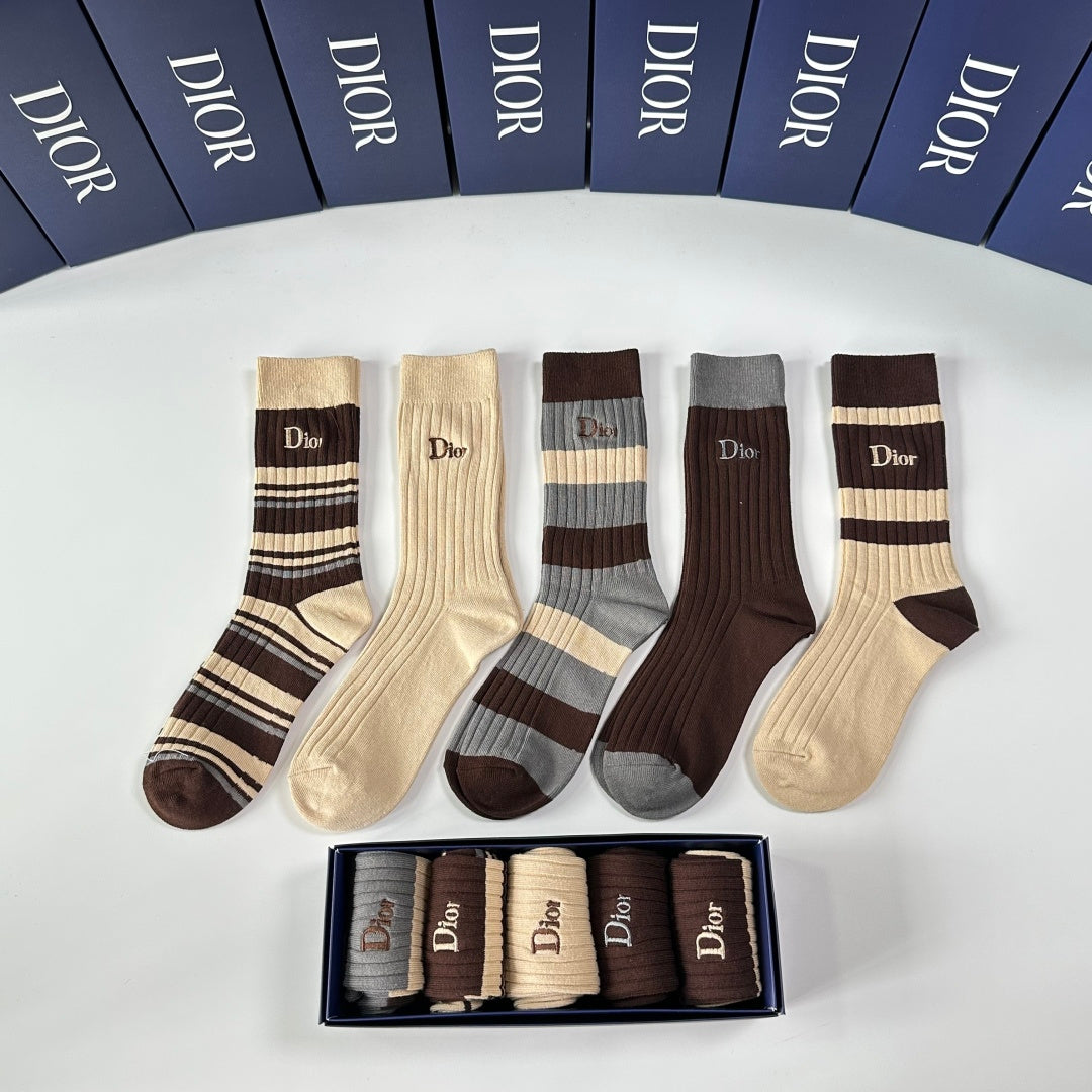 Dior ribbed stripe assortment crew socks - view 2
