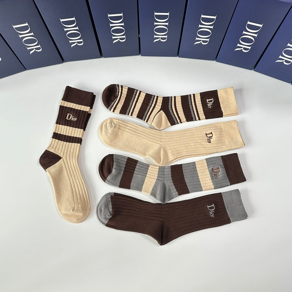 Dior ribbed stripe assortment crew socks - view 5