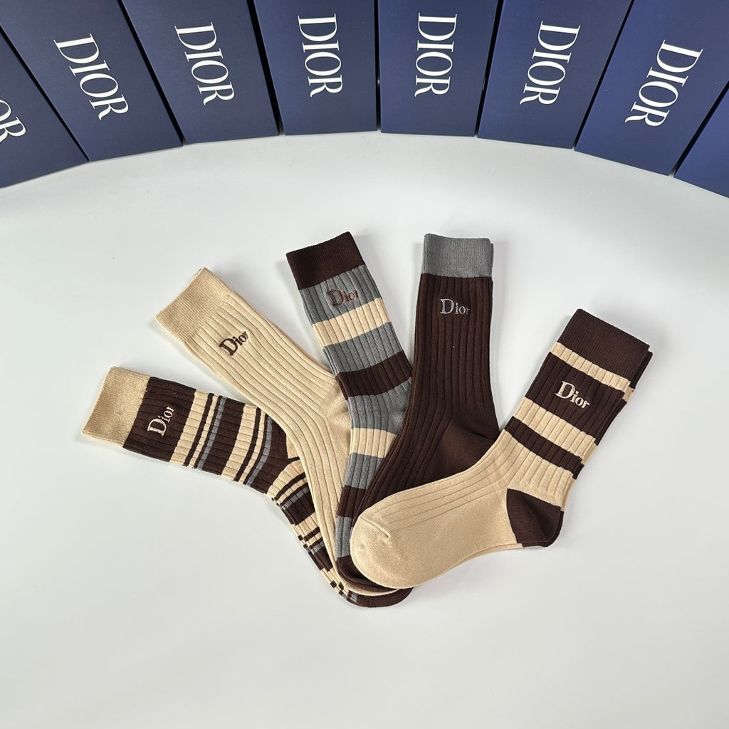 Dior ribbed stripe assortment crew socks - view 6