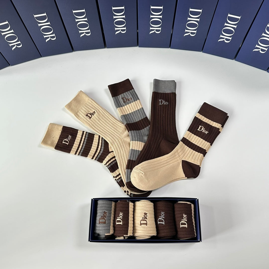 Dior ribbed stripe assortment crew socks - view 7
