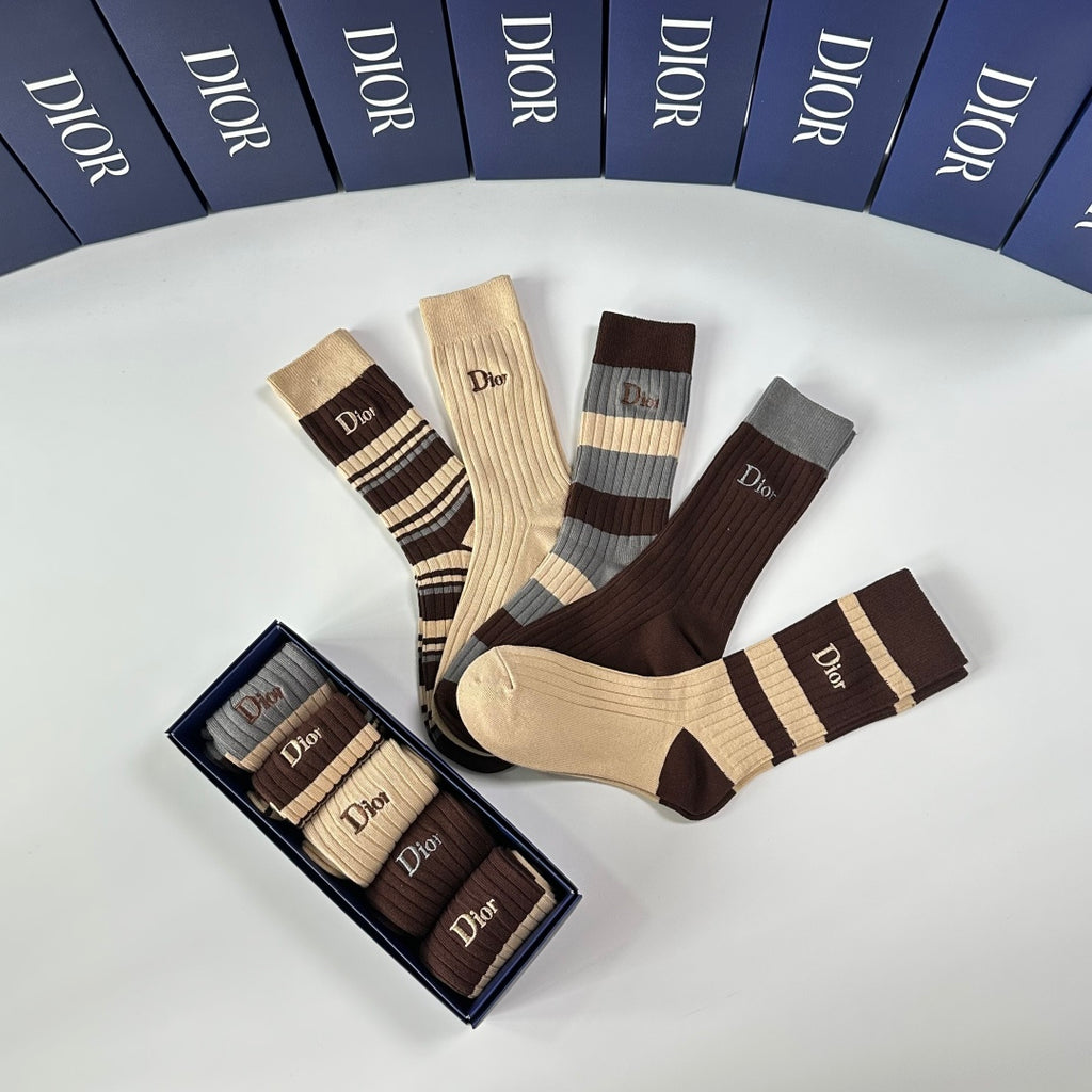 Dior ribbed stripe assortment crew socks - view 9