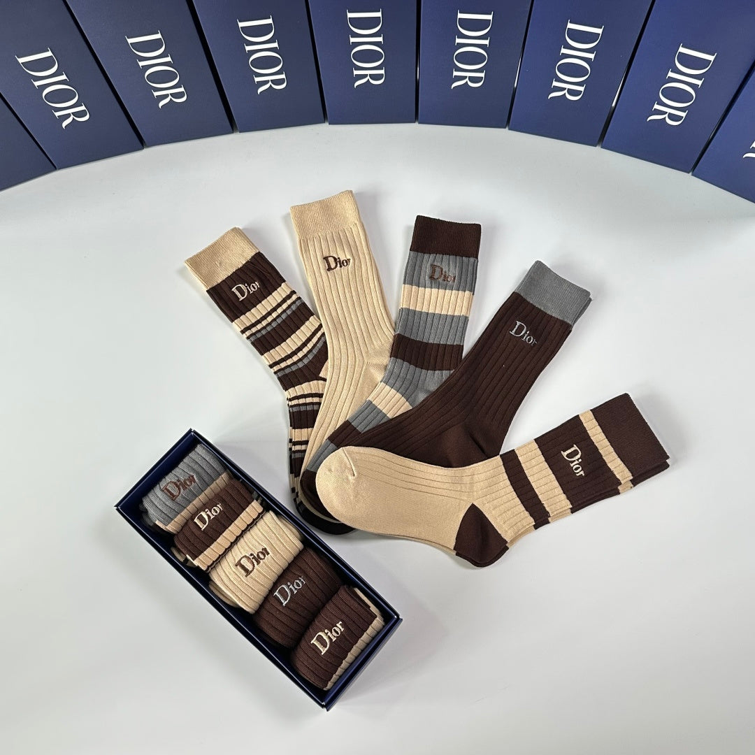 Dior ribbed stripe assortment crew socks - view 9