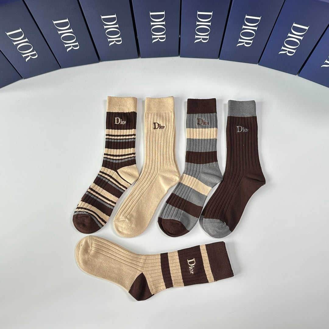 Dior ribbed stripe assortment crew socks - view 3