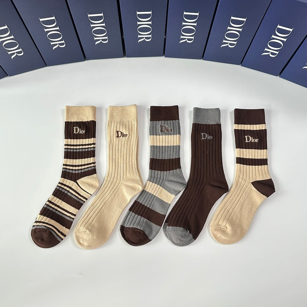 Dior ribbed stripe assortment crew socks - view 1