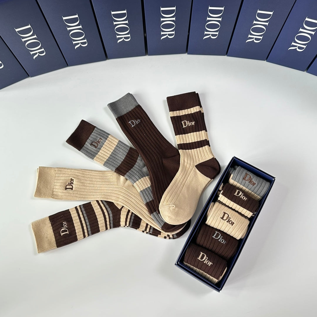 Dior ribbed stripe assortment crew socks - view 8