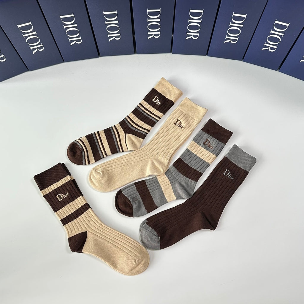 Dior ribbed stripe assortment crew socks - view 4
