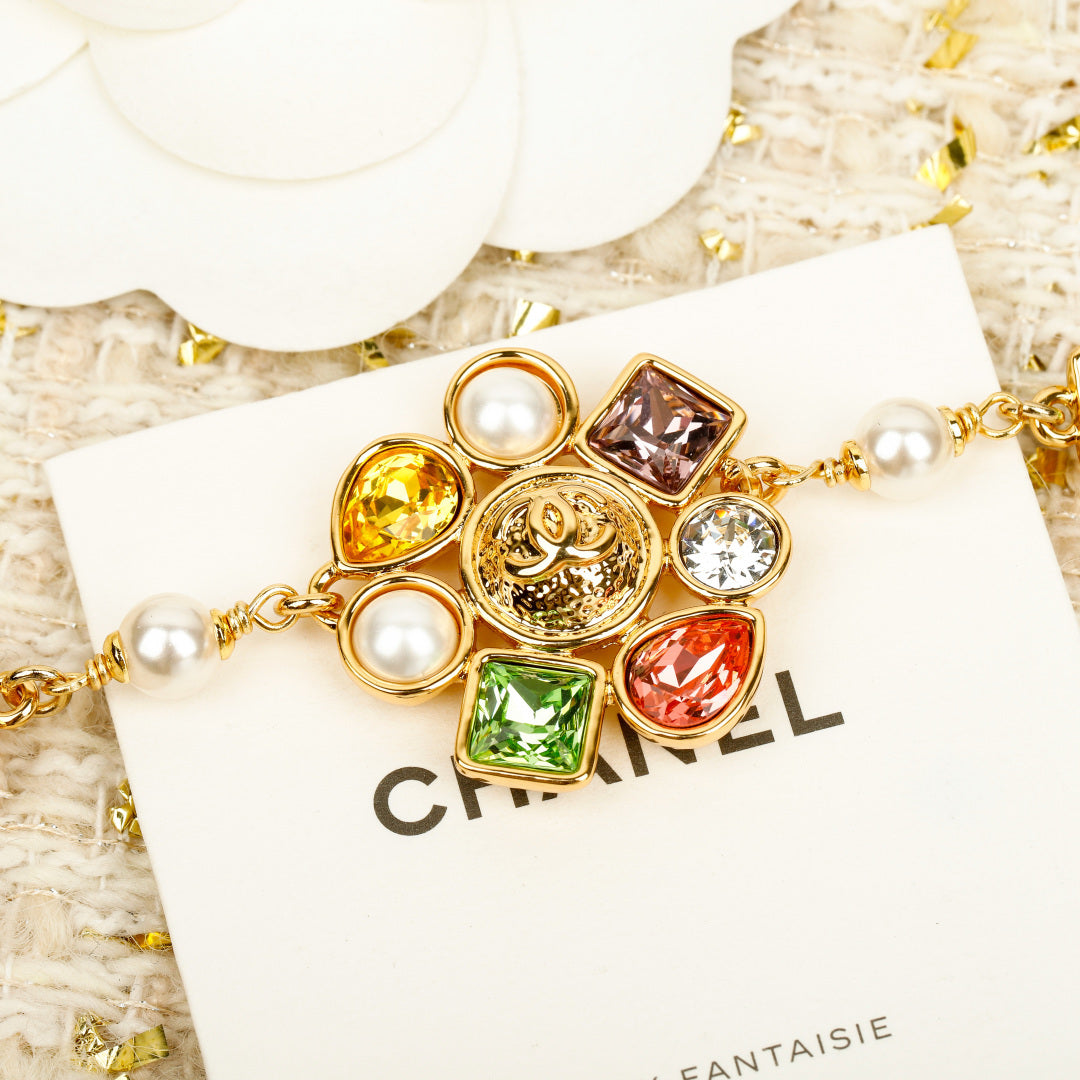 Chanel Interlocking C Gold-Tone Multicolor Crystal Accent Necklace - album image 6